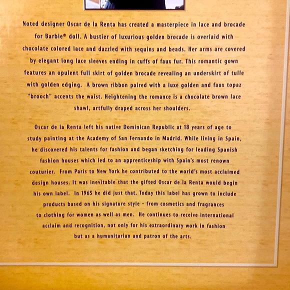 FLASH SALE!👗 OSCAR DE LA RENTA BARBIE 👗 Limited Edition 👗 1998 👗 #20376 - Picture 14 of 14